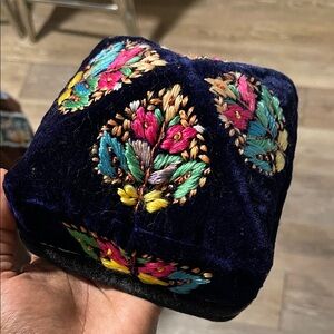 Embroidered Velvet Cap